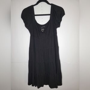 International Concepts Black Tiered Mini Dress Size M Stretchy